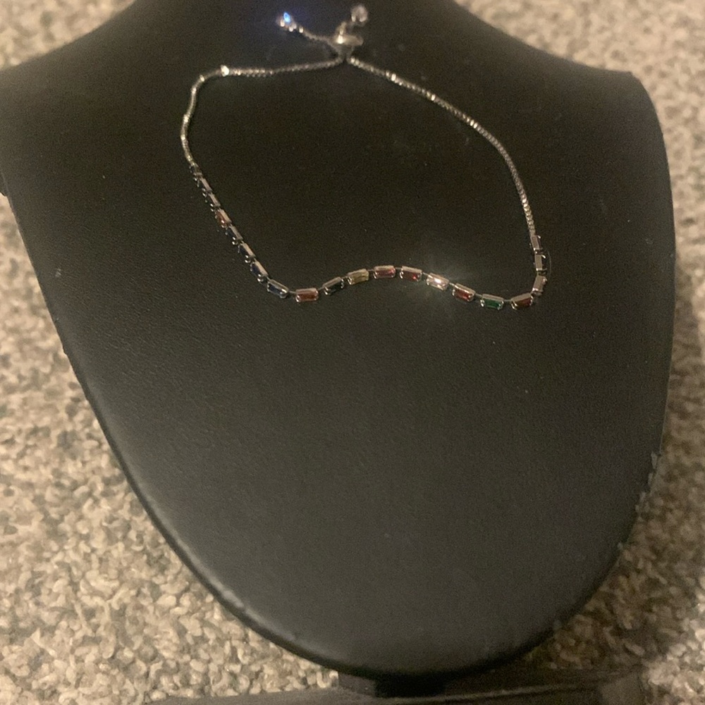 Silver Multi Stone Adjustable Bracelet - image 2